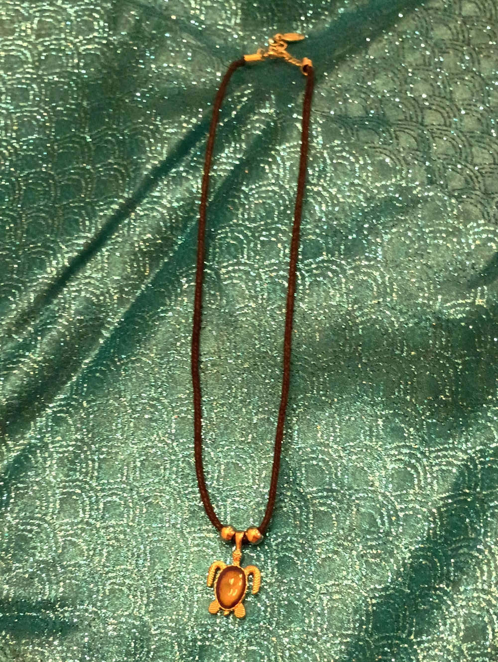 Turtle Pendant Necklace in Brown and Gold - Women Jewelry